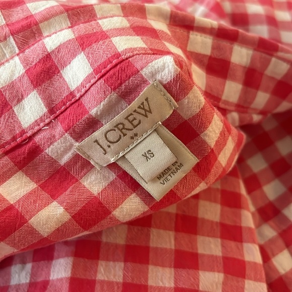 J. Crew factory Boy Fit Perfect Shirt Red White Gingham Plaid Button Up Down XS - Picture 4 of 5